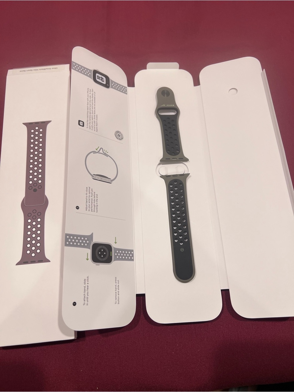Sport Silicone Perforated Watch Band - Olive grey/black